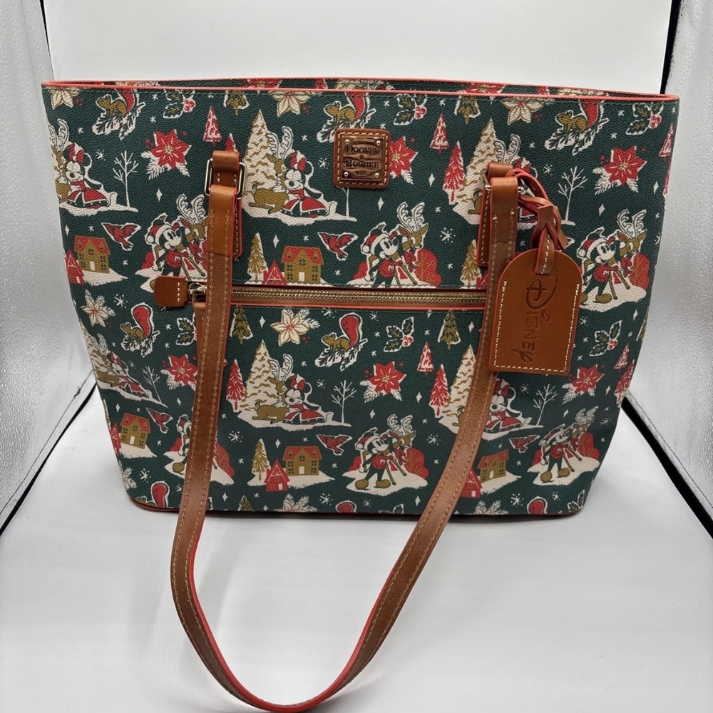 Disney Parks Mickey and Minnie Mouse Christmas Dooney & Bourke Tote Bag